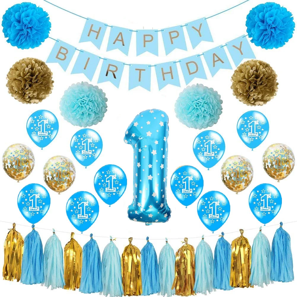 baby boy first birthday balloons