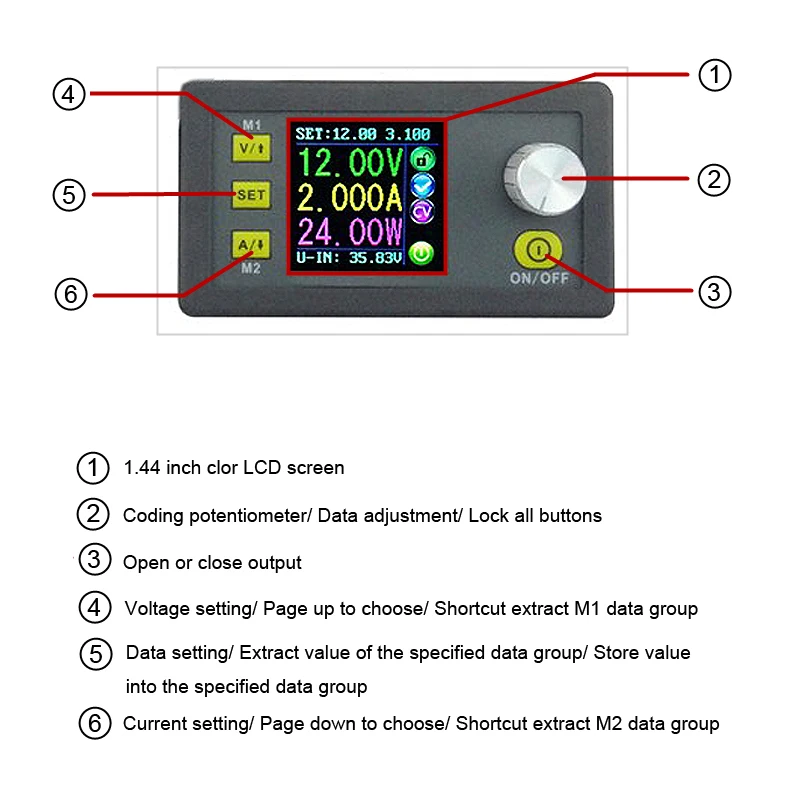 DPH3205 160 Вт повышающий конвертер постоянного напряжения тока программируемый цифровой контроль модуль питания цветной ЖК-вольтметр