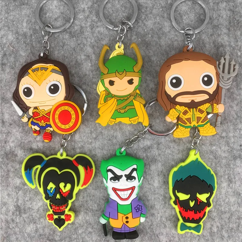 

10pcs per lot Avengers Marvel Thor Double-Side keychains cute Suicide Squad keychains key chain wholesale