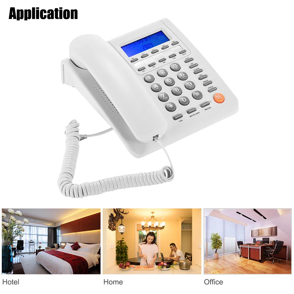 

Desktop Corded Telephone Fixed Phone LCD Display for House Home Call Center Office Company Hotel