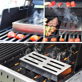 

Stainless Steel Cold Smoke Generator Bbq Grill Accessories Square Smokers Wood Chips Grill Smoker Box Cook For Bacon Meat Fish