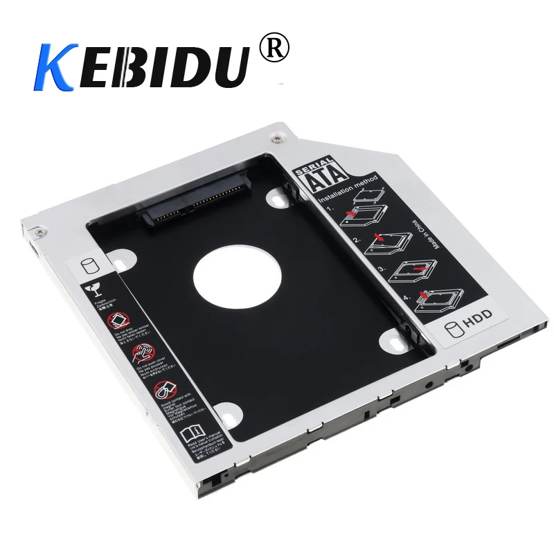 

Kebidu 12.7/9.5mm Aluminum Metal Material Universal 2nd HDD Caddy SATA to SATA 2.5" SSD HDD Case SATA III for Notebook Laptop
