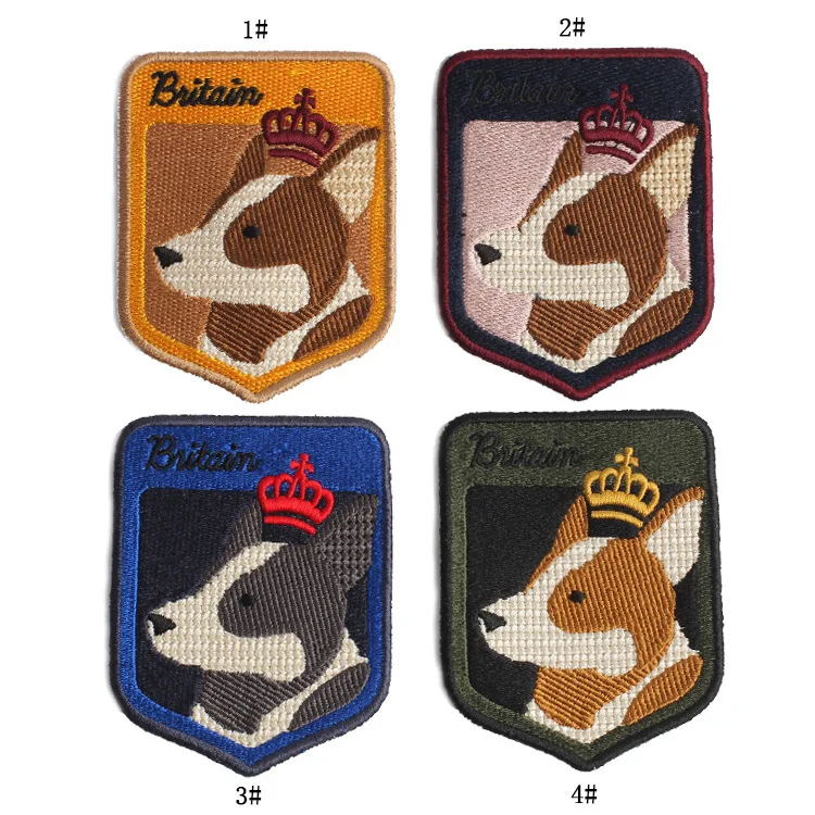 

PGY 1PCS Dog Crown Emblem Appliques Sew-On Letter Embroidery Iron On Patches for Clothing Back Rubber Diy Stickers