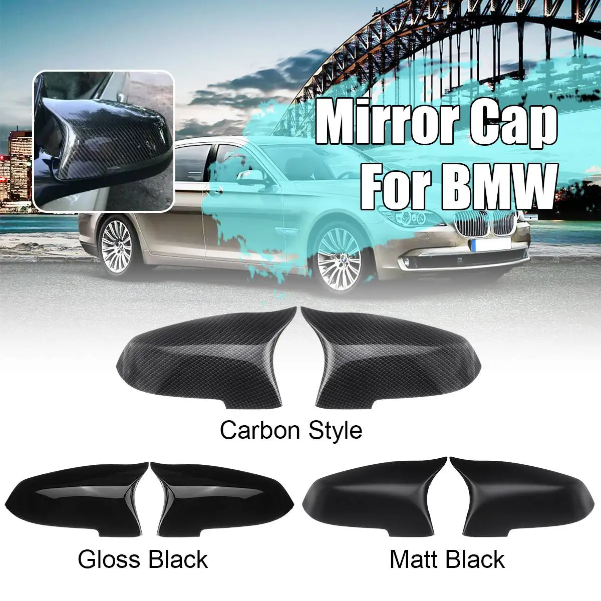 

Pair LH RH Side Rearview Mirror Cover Cap For BMW 5 6 7 Series F10 F18 F11 F06 F07 F12 F13 F01 2014 2015 2016 Mirror Covers