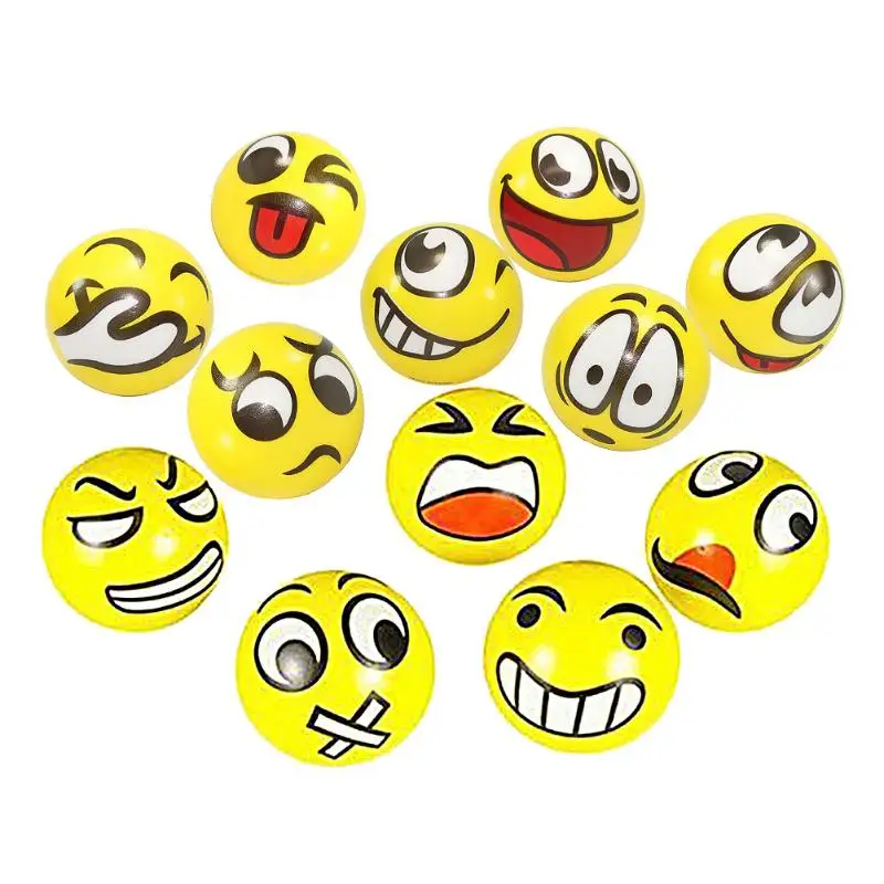 

12pcs/lot Modern FUN Emoji Face Squeeze Balls Stress Relax Emotional Anti-stress Hand Wrist Exercise Balls Toys for Children