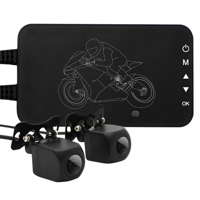 

Universal Full HD 1080p Motorcycle Double Lens Front Rear Camera 160 Degree Wide Angle F2.0 Motion Detection Motor Cam Black