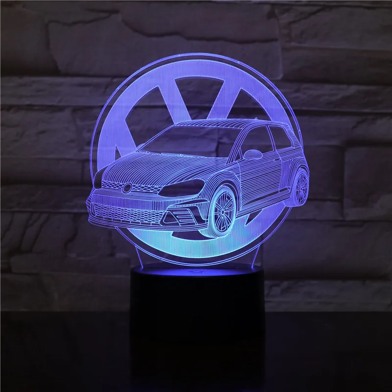 7 цветов меняющихся креативных подарков моделирование автомобиля 3D Светодиодная