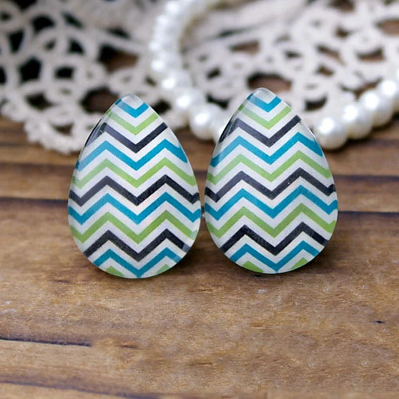 

Handmade Jewelry Making Supplies Bead Photo Teardrop Glass Cabochon Charm Waves Pattern 18x25mm For DIY Earring Necklace TD096 4