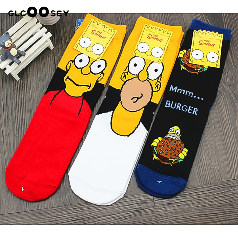 

New men's cartoon funny cotton socks 1Pairs Simpson family novelty cute socks animal funny happy socks slippers