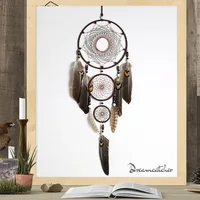 Eagle feather dream catcher big 3 iron ring indoor pendant Indian dream catcher pendant gift gift wedding decoration big dreamca 1