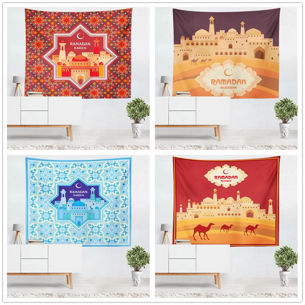 

Muslim Ramadan Festival Tapestry Macrame Wall Hanging Islam Castle Hippie Witchcraft Wall Carpet Study Bedroom Decor Wall Cloth