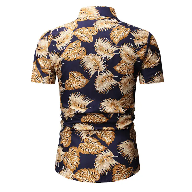 2019 أزياء رجالي قصيرة الأكمام قميص هاواي صيفي الصيف عارضة الأزهار قمصان للرجال الأوروبية حجم M-3XL 23 اللون