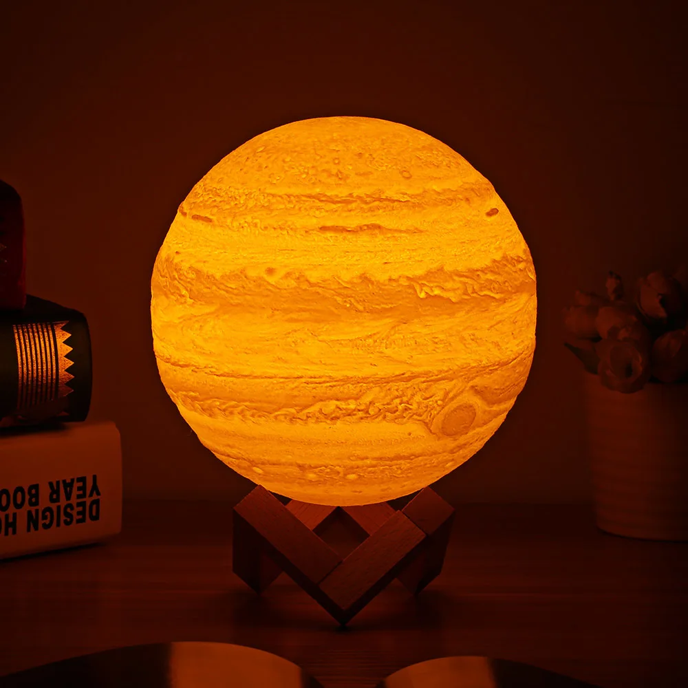 

3d Printing Jupiter Planet Light Pat 3 Colors Night Lamp Rechargeable Night Lights For Bedroom Office Decoration