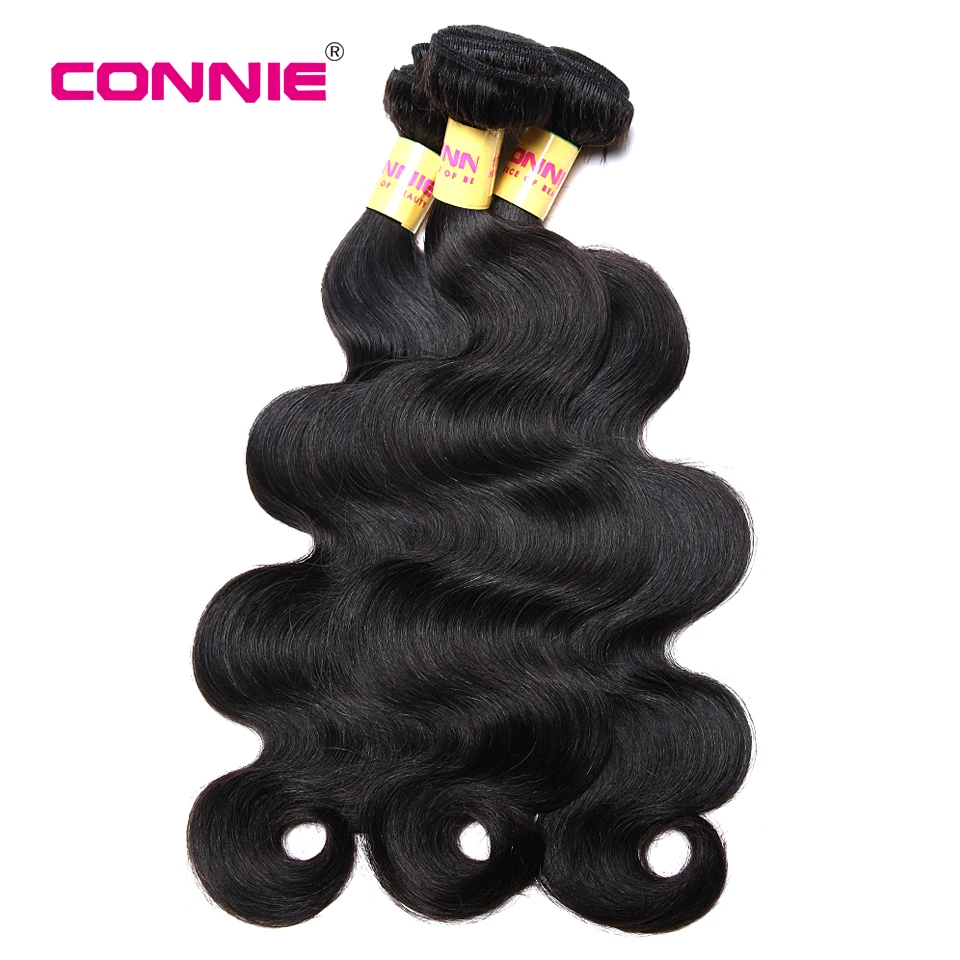 Connie Body пучки волнистых волос с закрытием индийские волосы плетение 100%