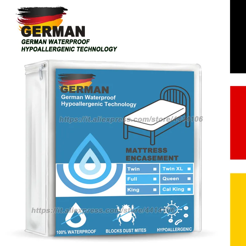 

German Waterproof Hypoallergenic Technology Premium Hypoallergenic Waterproof Mattress Protector - Vinyl Free