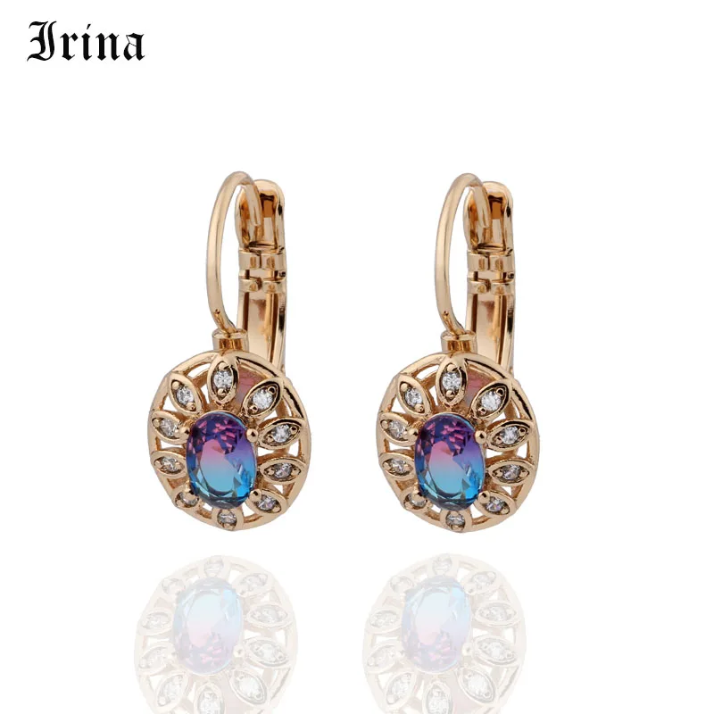 

Luxury Female 2 Color Cubic Zircon Buckle Drop Earrings Women Gold Color Earrings For Ladies Jewelry Wholesale