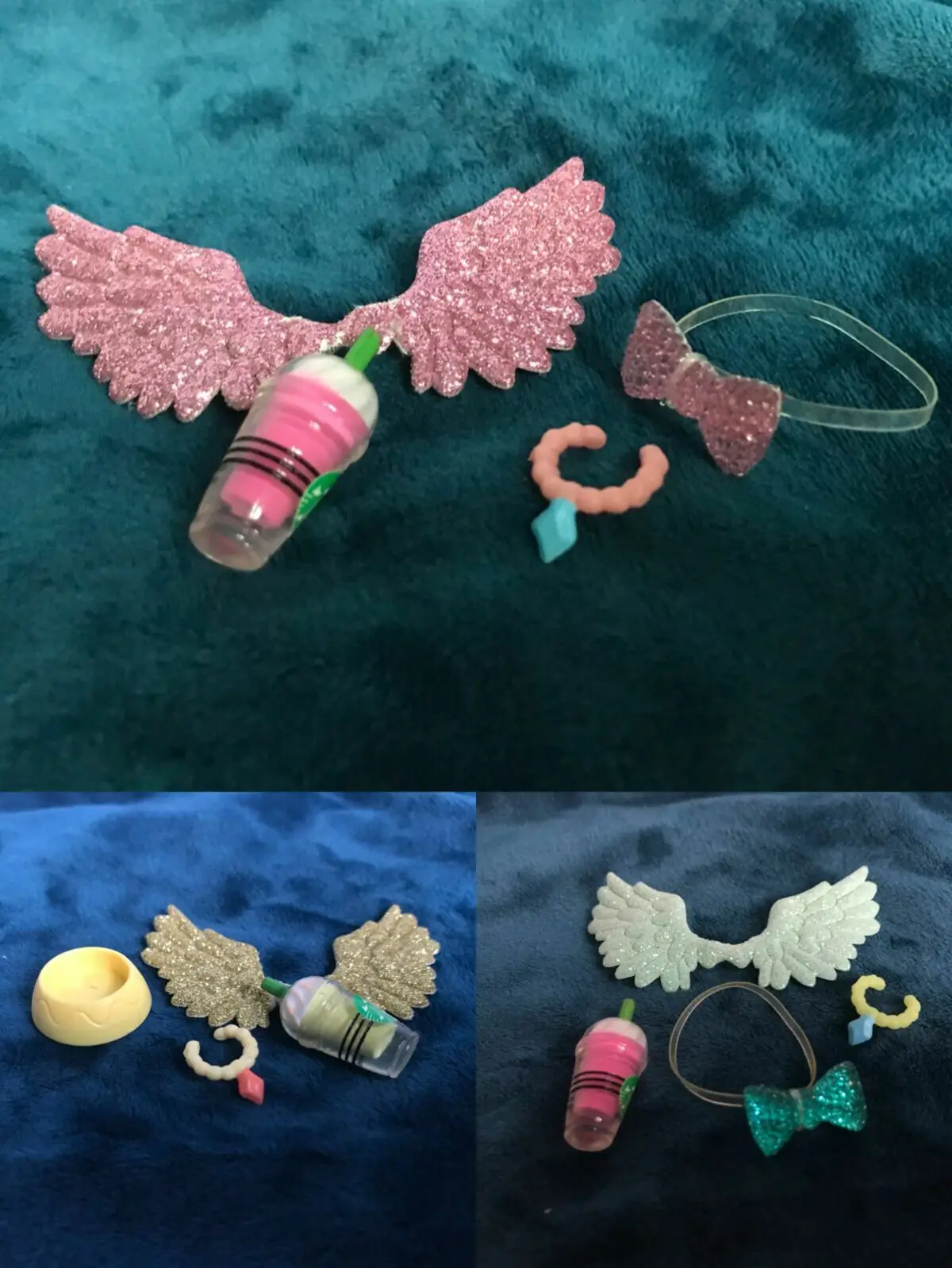 

3SET Pet Shop Clothes Littlest Accessories Wings Collar Bowl For Mini Dog/Cat