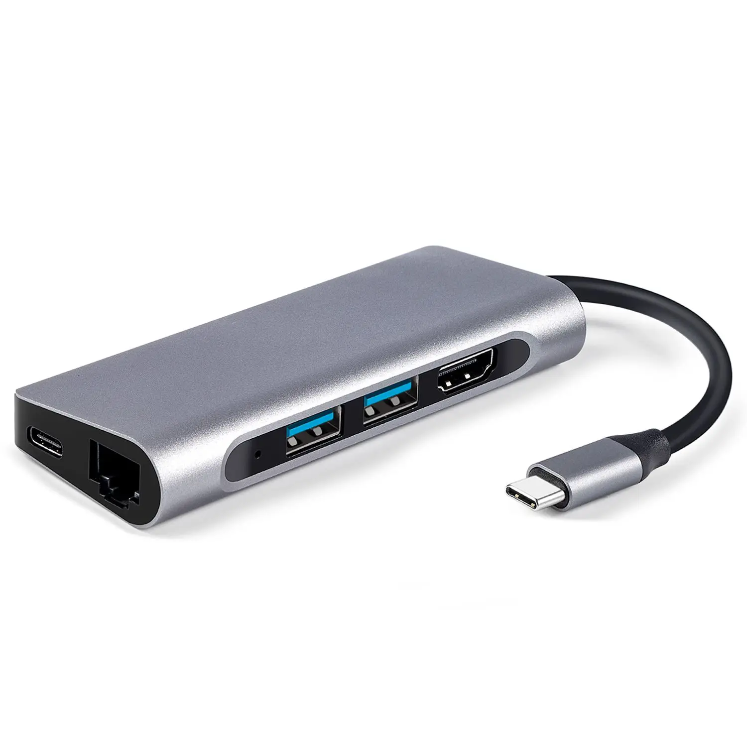 USB C Hub 8 en 1 Tipo C estación de acoplamiento adaptador de Dongle multipuerto a 4 K HDMI, Gigabit Ethernet, lector de tarjeta SD TF, 3 puertos USB 3,0 - 2