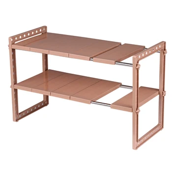 

Multi-Functional 2-Tier Expandable Shelf Storage Organizer Adjustable Stainless Steel For Kitchen Office Bathroom Storage