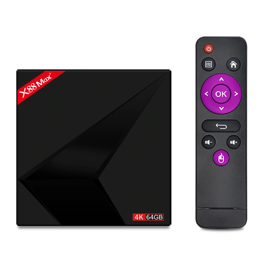 

X88 MAX+ RK3328 4K HD Android 8.1 Smart TV Box 4GB ROM 64GB RAM Smart Media Player Support 2.4/5GHz Dual WiFi BT4.0 Set Top Box