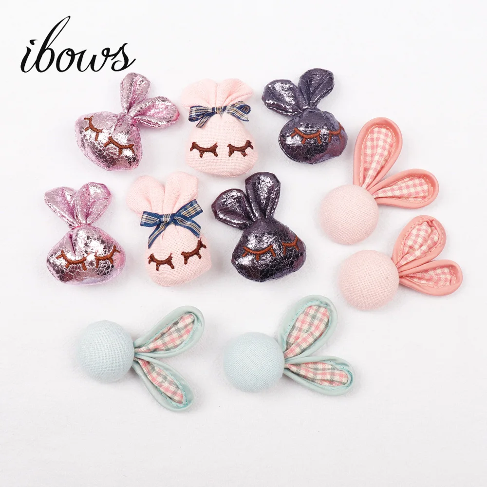 

IBOWS 5pcs/lot Cute rabbit Head Patches DIY Handmde Gifts Accessories For kids clothes Cartoon Children's hair clip accessories