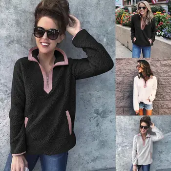 

Hirigin Harajuku Sweatshirts 2018 Newest Hot Women Winter Plush Pullover Tops Casual Long Sleeve Fluffy Outwear
