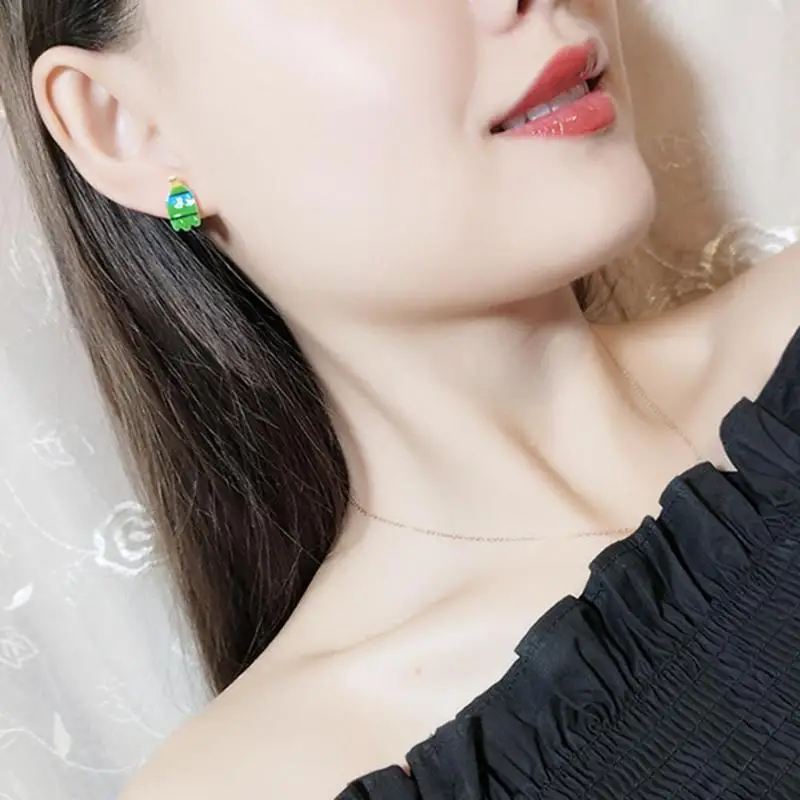 

Fashion Ear Clip Hook Wood Heart Chain Long Drop Earrings Women Simple Alloy Beads Gold Color Hook Earrings Jewelry