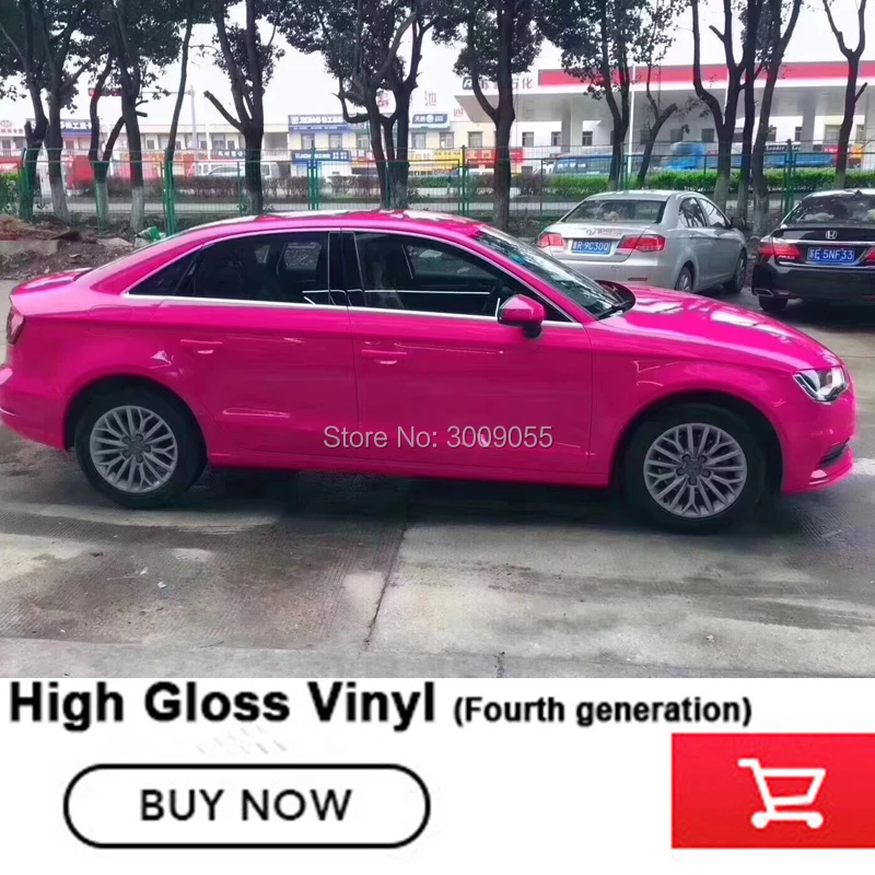 

High quality Rose Red Glossy Vinyl wrapping film Styling Sticker low initial tack adhesive with air release Fourth generation