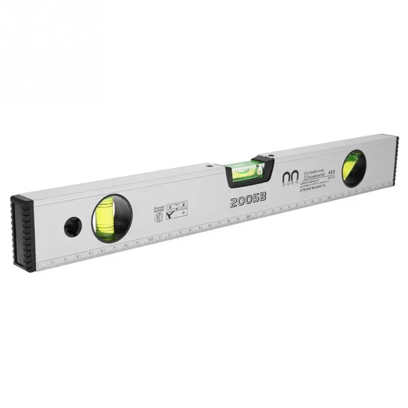 

400mm Spirit Level Sliver High Accuracy Magnetic Aluminum Alloy Bubble Ruler Spirit Level Measuring tools High Quality