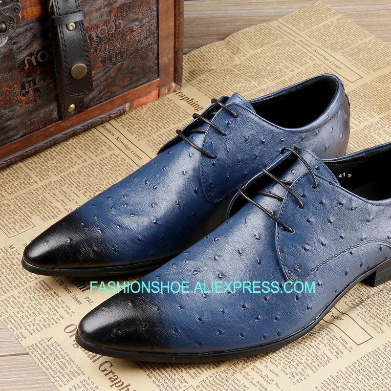 

2018 Fashion Hot Blue Bird Dress Shoes Flat hee Slip on Single Formal Business Shoes