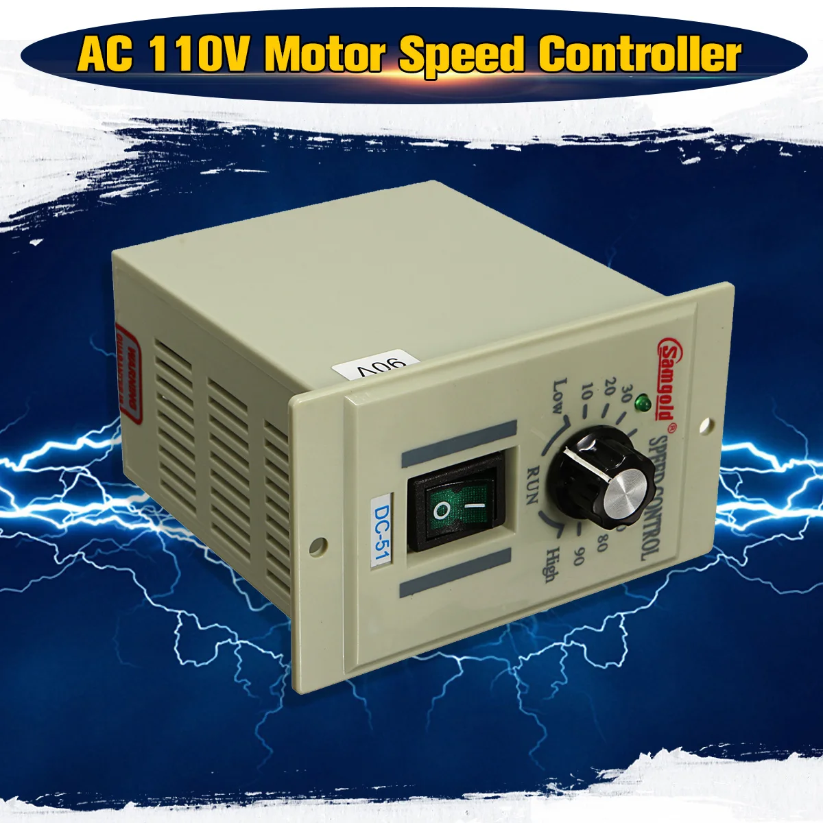 

DC Motor Variable DC0-90V Motor AC 110V Rotary Knob Voltage Speed Controller Emergency Stop Used for Single (1/3) Phase Motors