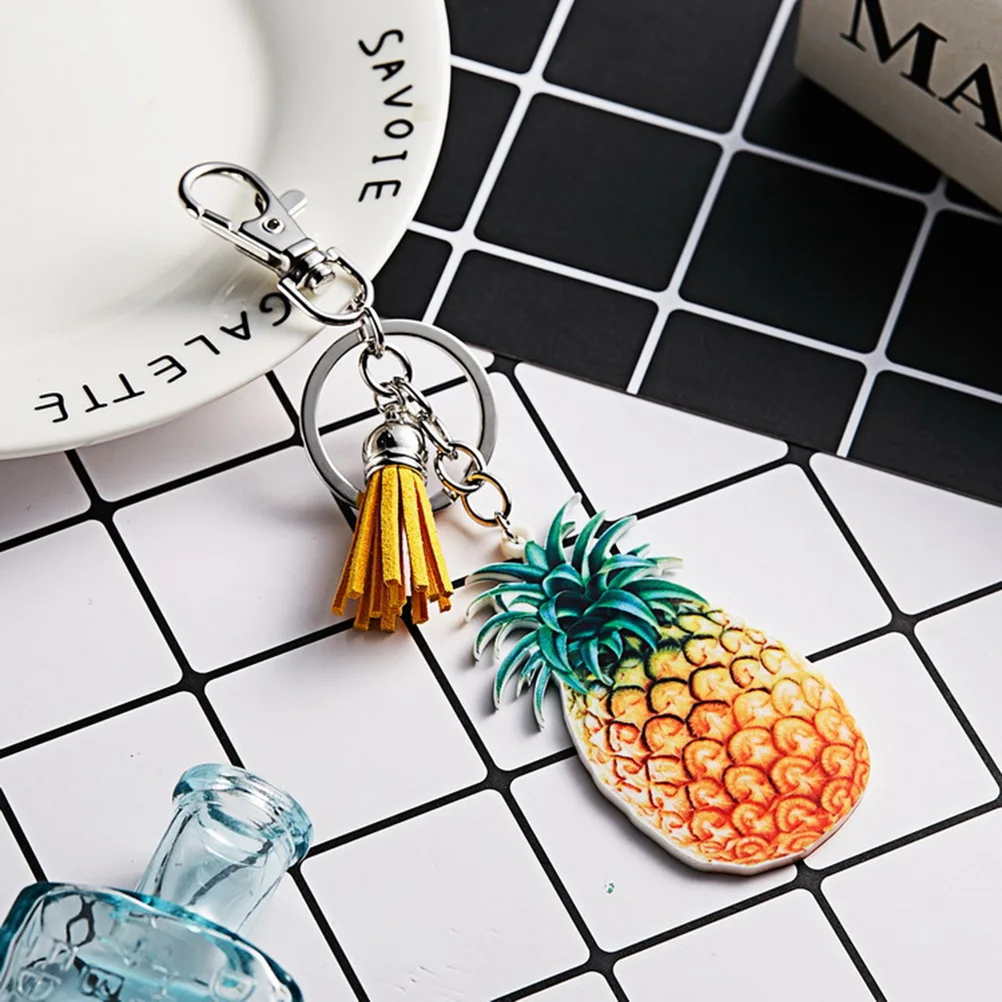 

1 Pc Cute Pineapple Key Chain Hanging Cartoon Pineapple Tassels Handbag Decoration Pendant Keyring For Car Key Bag