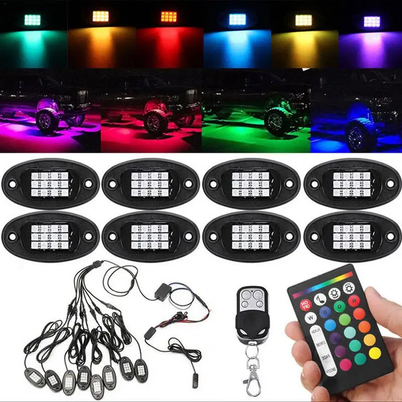 8 шт шасси автомобиля рок светильник s удаленный Управление многоцветный Bluetooth RGB