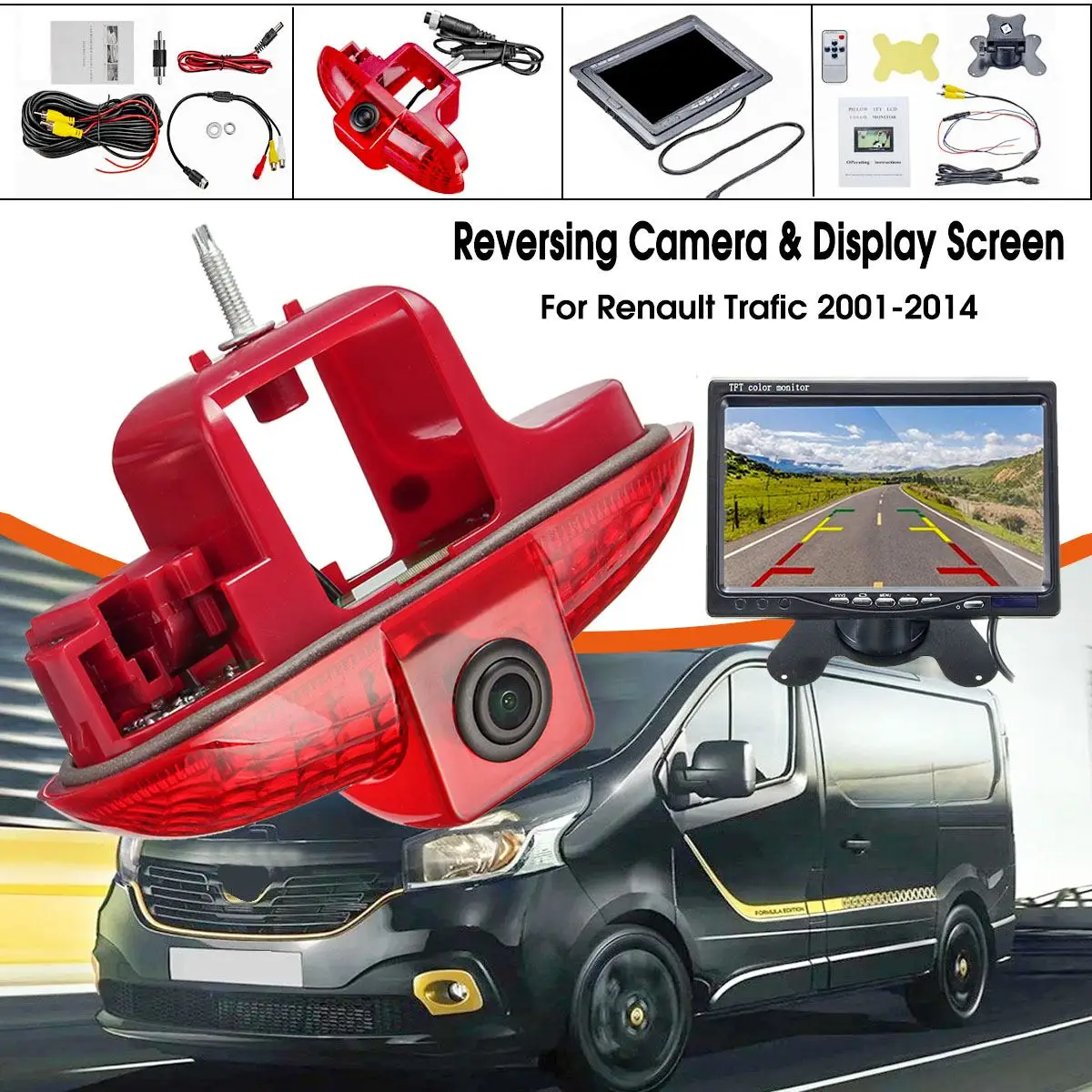 

170 Degrees Car Rear View Reverse Reversing Backup Camera & 7inch Monitor For Renault Trafic 2001-2014 10M Extension Cable