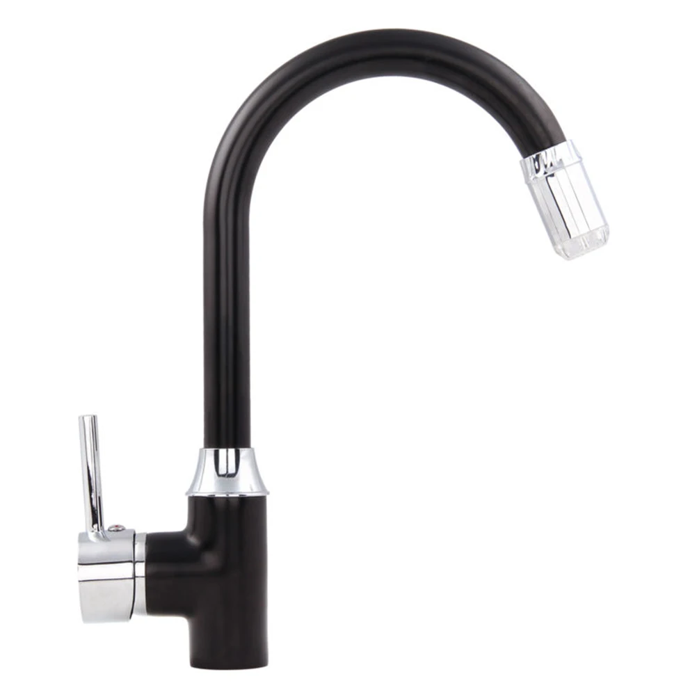 Led Kitchen Sink Hot And Cold Water Tap Mixer Deck Mounted Faucet