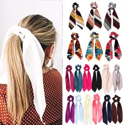 Новый дизайн Цветочный принт Для женщин шарф для волос Эластичные богемный Hairband Scrunchie лук волос резиновые Завязки для девочек аксессуары
