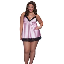 Пижамы для женщин Пеньюар сексуальное нижнее белье Ночная рубашка Кружева v-образным вырезом тонкими лямками Твердые без спинки женские пижамы большой размер