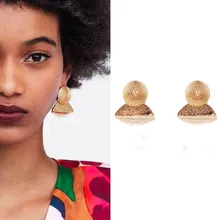 Дизайн, Круглые Необычные золотые серьги, винтажные антикварные серьги в стиле бохо для женщин, пляжные вечерние ювелирные изделия