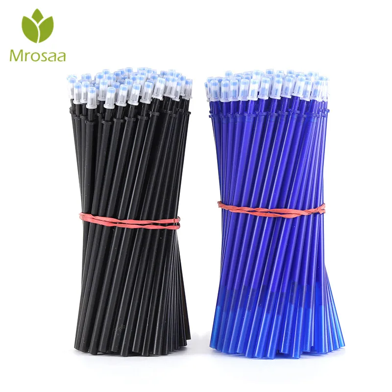 

100Pcs/Set Office Gel Pen Erasable Refill Rod Magic Erasable Pen Refill 0.5mm Blue Black Ink School Stationery Writing Tool Gift