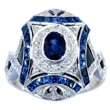 Геометрический синий AAA циркон обручальное кольцо для женщин популярный горный хрусталь Обручальные кольца для женщин ювелирные изделия Серебро 925 кольцо для мужчин