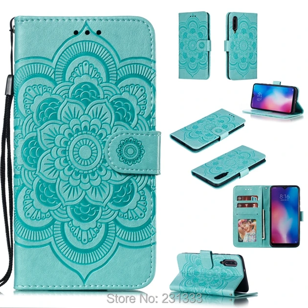 Кожаный чехол кошелек C ku с цветком мандалы для Xiaomi 9 9SE 8 LITE Redmi 6 PRO NOTE 7 подставкой и