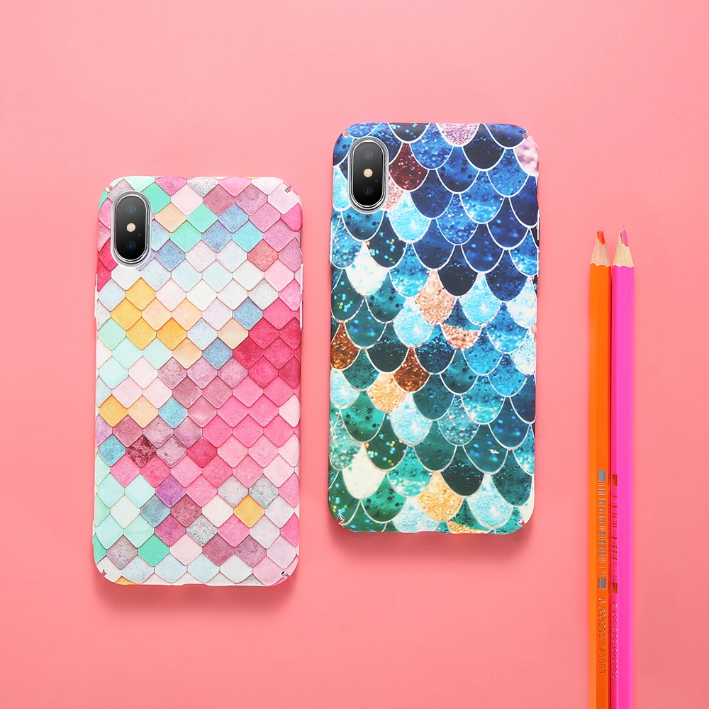 KISSCASE For iPhone 6 6S XS Max XR Case 3D Scales PC X 7 Plus 5s 5 SE Samsung Galaxy A5 2017 S8 S7 Edge |