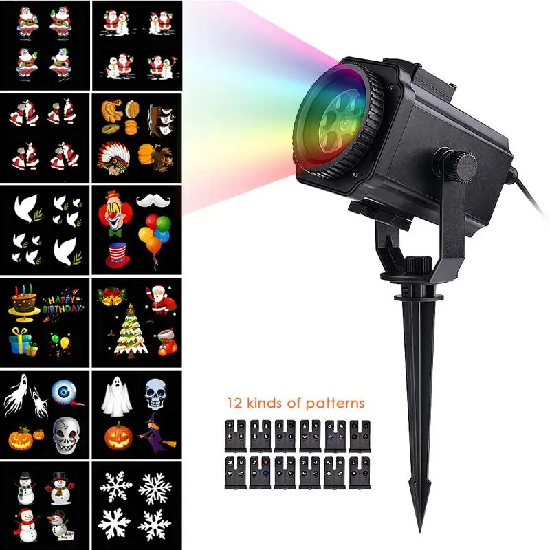 

12PCS Film Light Slides Patterns With Lamp For LED Projection Lamp Decoration Colorful For Halloween Christmas