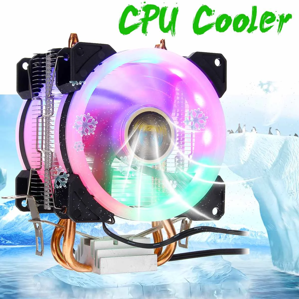2 Heatpipes CPU برودة RGB LED 4pin 2 التبريد مروحة 90mm وحدة المعالجة المركزية مروحة التبريد المبرد ل إنتل 775/ 1150/1151/1155/1156/1366 ل AMD