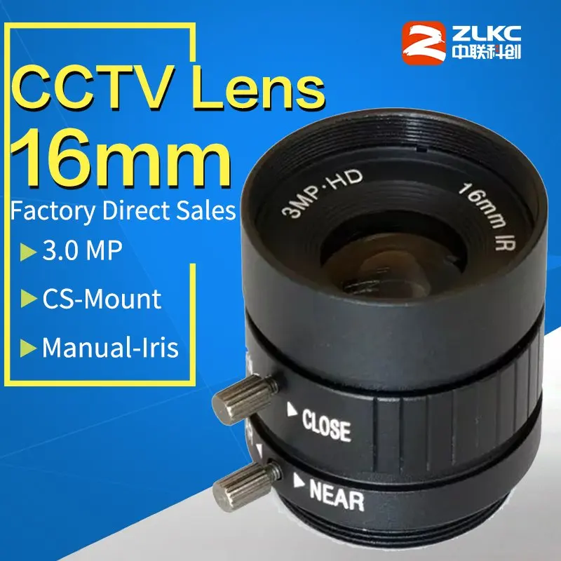 

3 Mega Pixel,16mm Manual Iris Lens Industrial Lens with 1/1.8" format & CS Mount FA / Machine Vision fixed focal length lenses