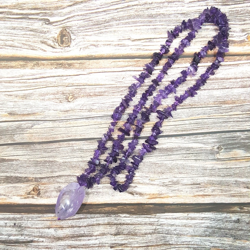 LiiJi уникальные натуральные пурпурные аметисты бусы богемное длинное ожерелье Прямая поставка