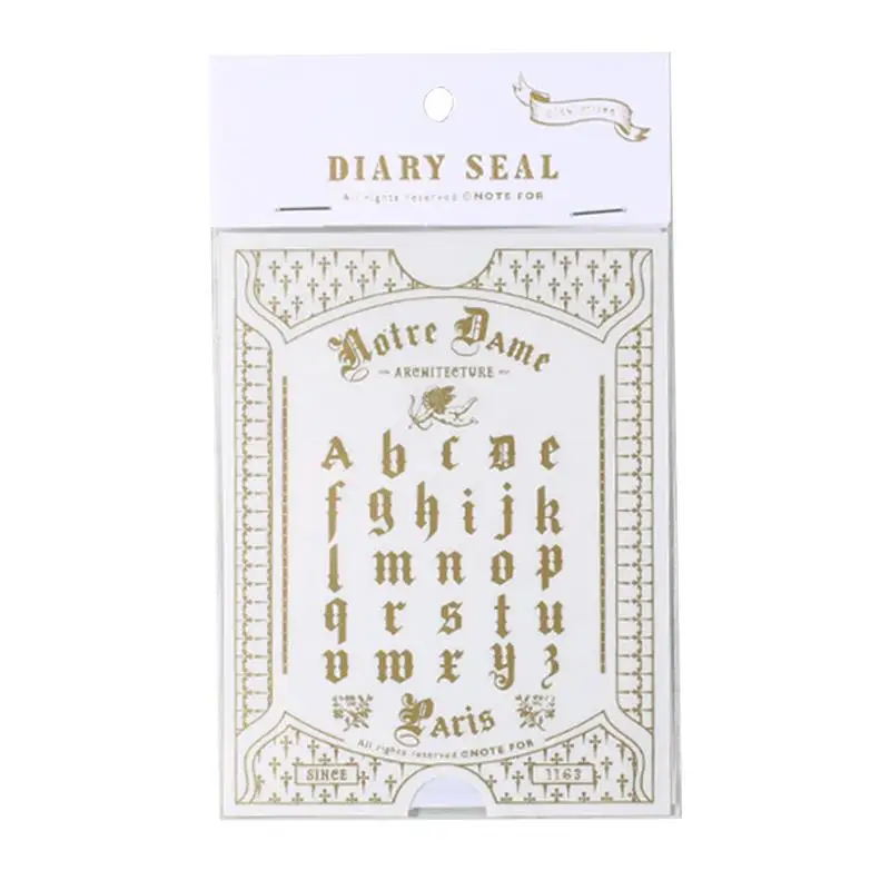 

Notre Dame De Paris Stickers Retro Hot Stamping Letter DIY Decorative Handcraft Account Transfer Sticker Home Decoration Product