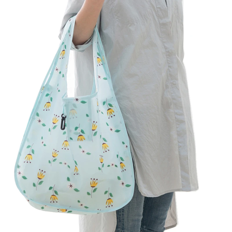 

Travel Foldable Shopping Bags Portable Reusable Grocery Pouch Durable Multifunction Handbag Flowers Home Storage Bag Accessories