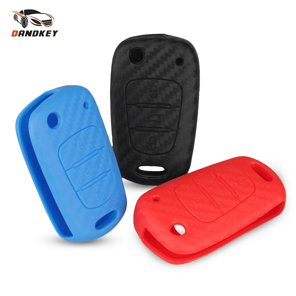 Силиконовый чехол для ключей Dandkey из углеродного волокна Kia RIO K2 K5 Sportage Sorento Hyundai i20
