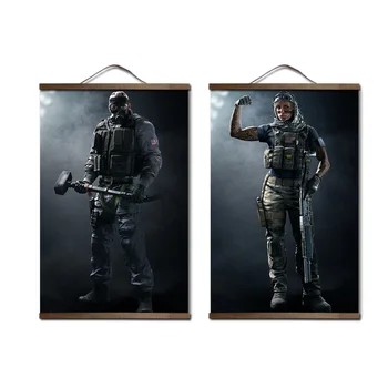 

Rainbow Six Siege Game Poster canvas prints posters decoration painting with solid wood hanging scroll wall art posters
